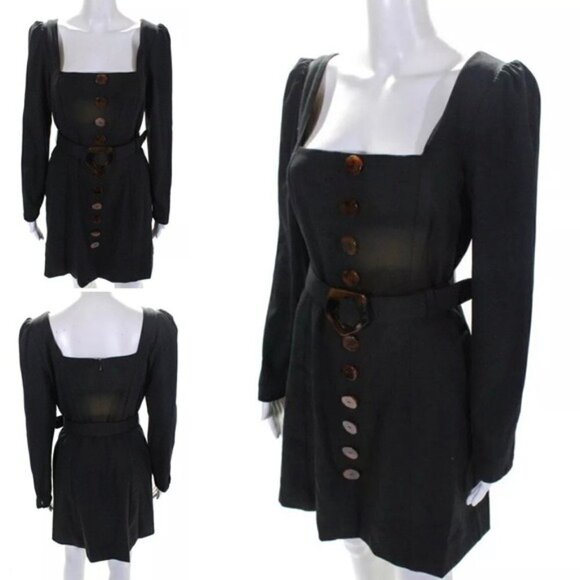 Nicholas Dress NWT Black Button Front Skater Mini Dress 8 New - Picture 5 of 11